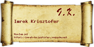 Imrek Krisztofer névjegykártya